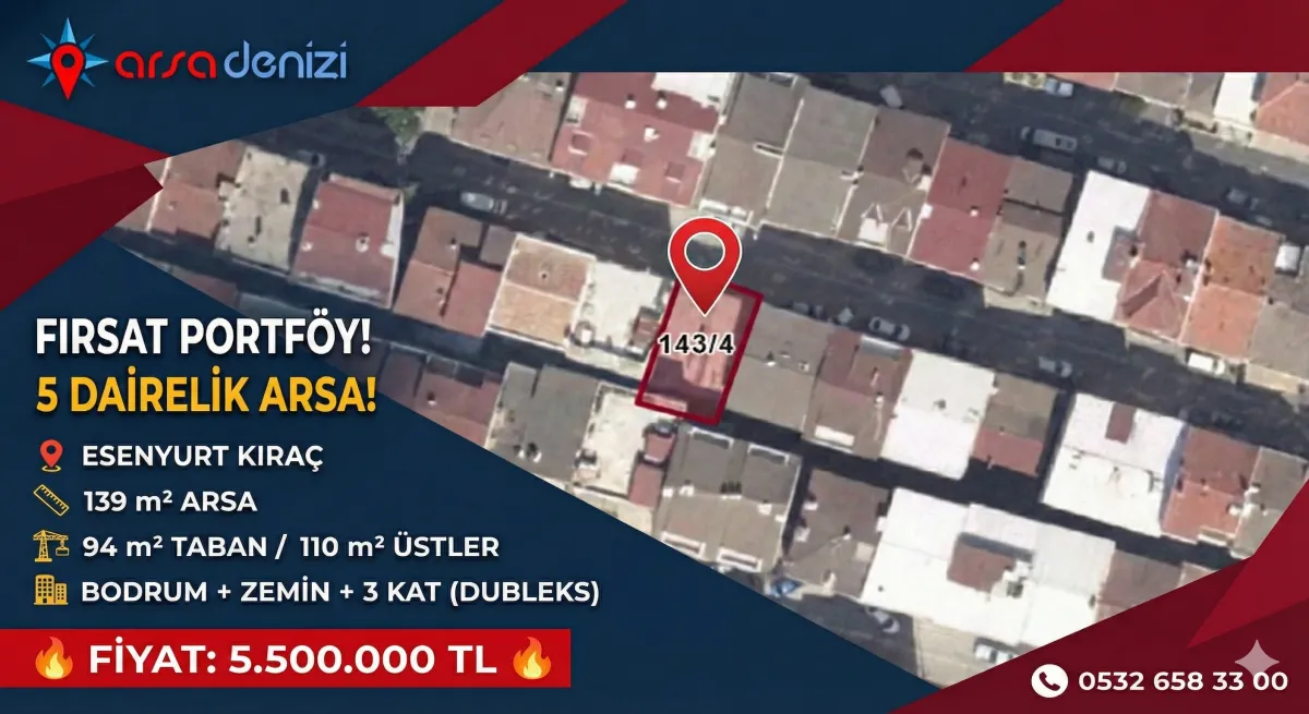 ESENYURT KIRA&Ccedil;'TA 5 DAİRELİK, PROJESİ HAZIR GİBİ SATILIK K&Ouml;ŞE