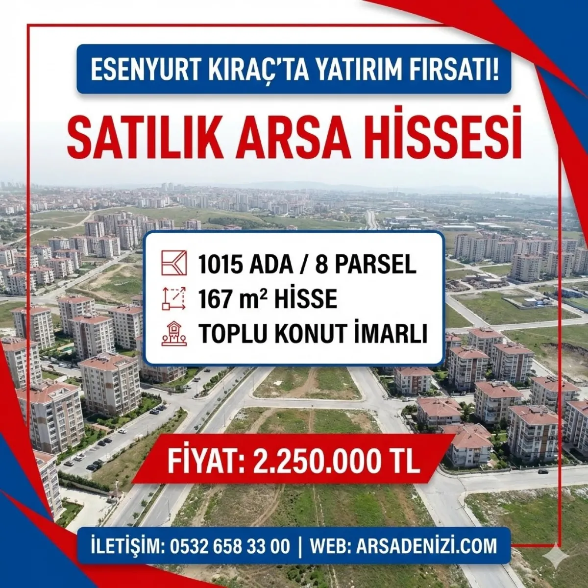 Esenyurt Kıra&ccedil;'ta, 1015 Ada 8 Parsel'de 167 m&sup2; Yatırımlık Toplu K
