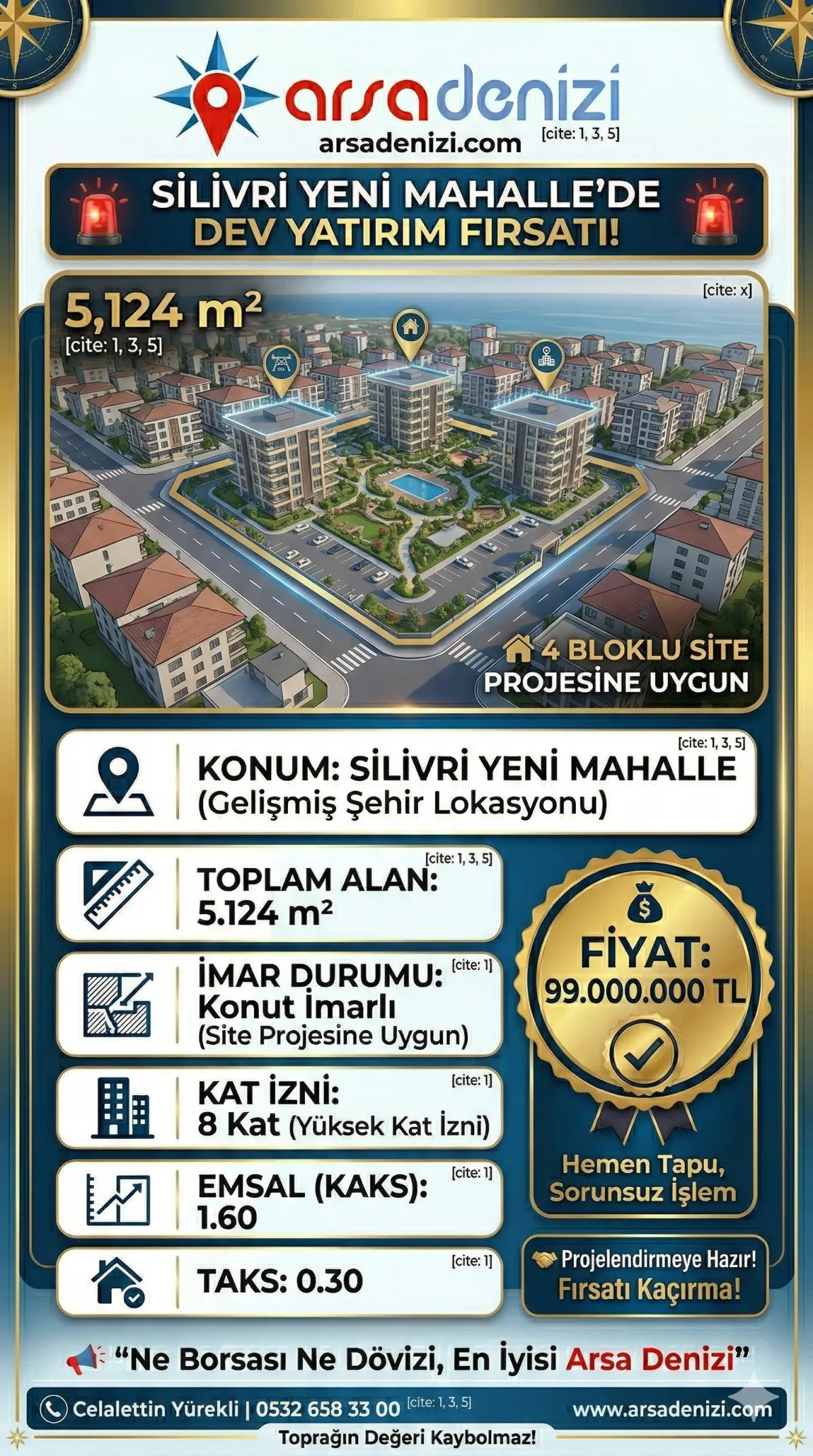 SİLİVRİ YENİ MAHALLE'DE DEV YATIRIM FIRSATI: 8 KAT İMARLI