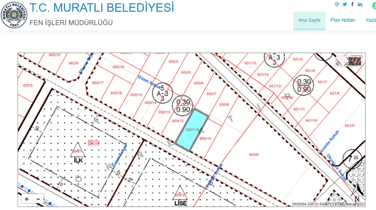 Tekirdağ Muratlı'da Lisenin Karşısın'da 353m2 Satılık Arsa - Büyük 1