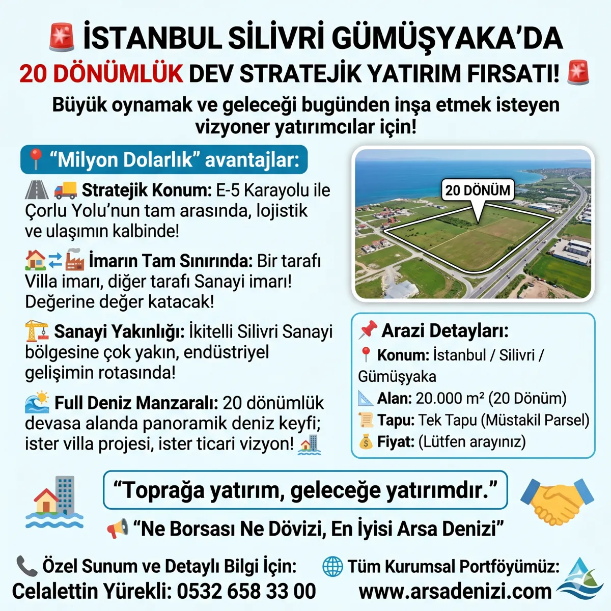 İSTANBUL SİLİVRİ G&Uuml;M&Uuml;ŞYAKA'DA 20 D&Ouml;N&Uuml;ML&Uuml;K DEV STRATEJİK TARLA