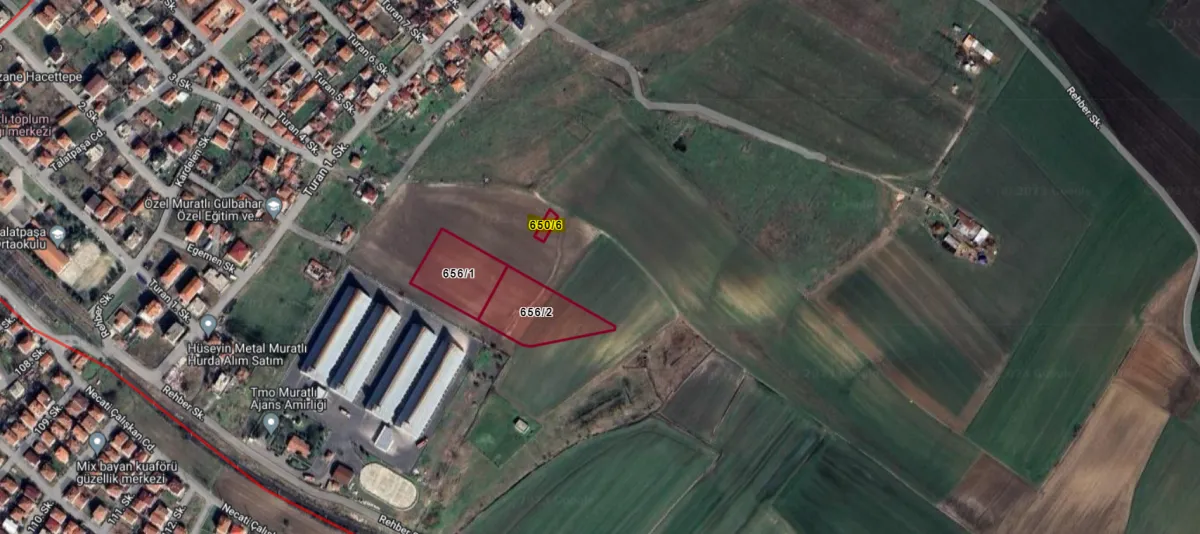 Tekirdağ Muratlı Turan Mahallesi'nde 372m2 Satılık Arsa