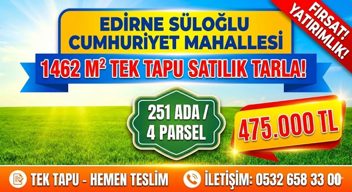 📢 S&Uuml;LOĞLU CUMHURİYET MAHALLESİ&rsquo;NDE 1.462 m&sup2; YATIRIMLIK FIRSATI! - Büyük 7