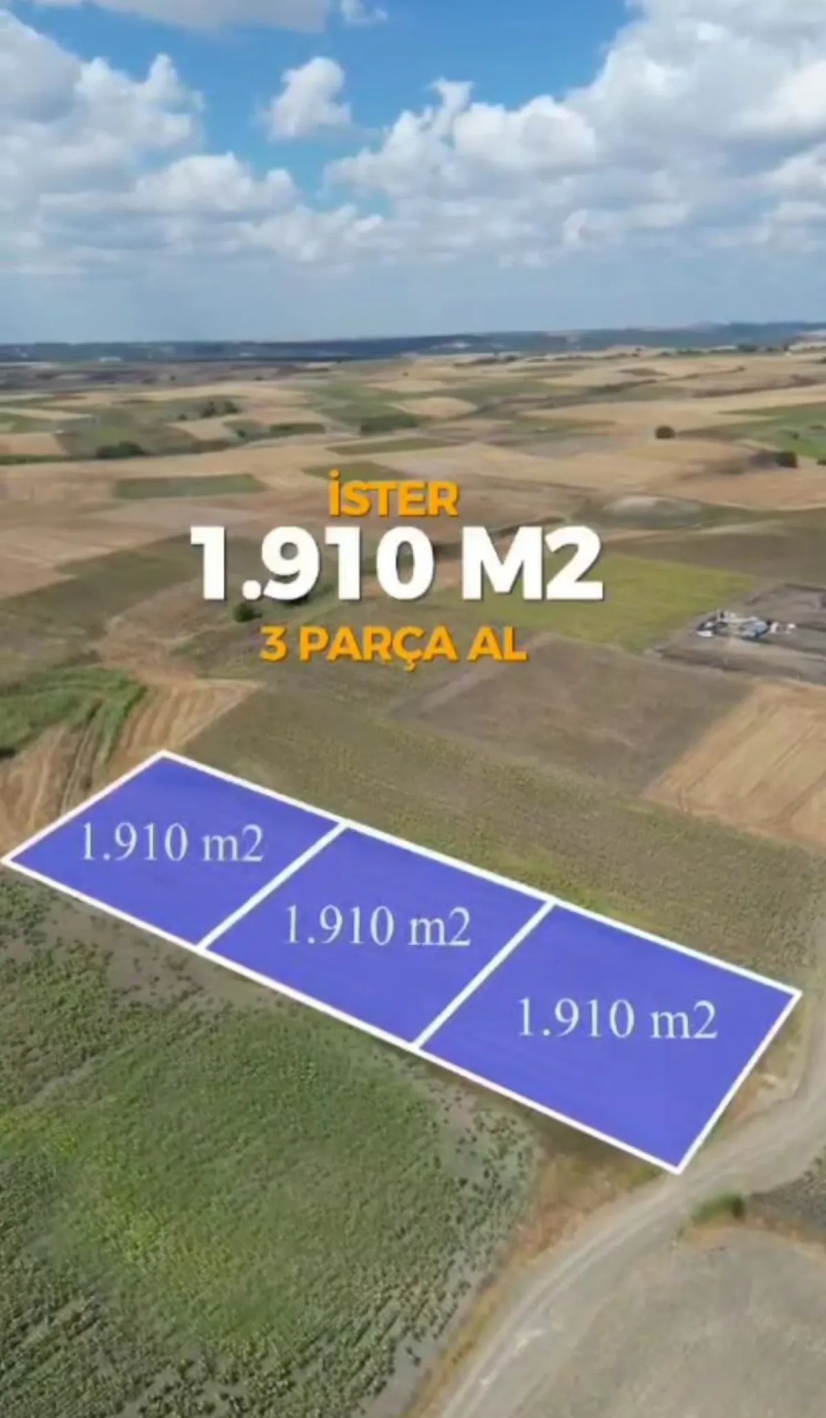PARSELASYONA UYGUN SATILIK TARLA 3 EŞİT HİSSE - Büyük 1