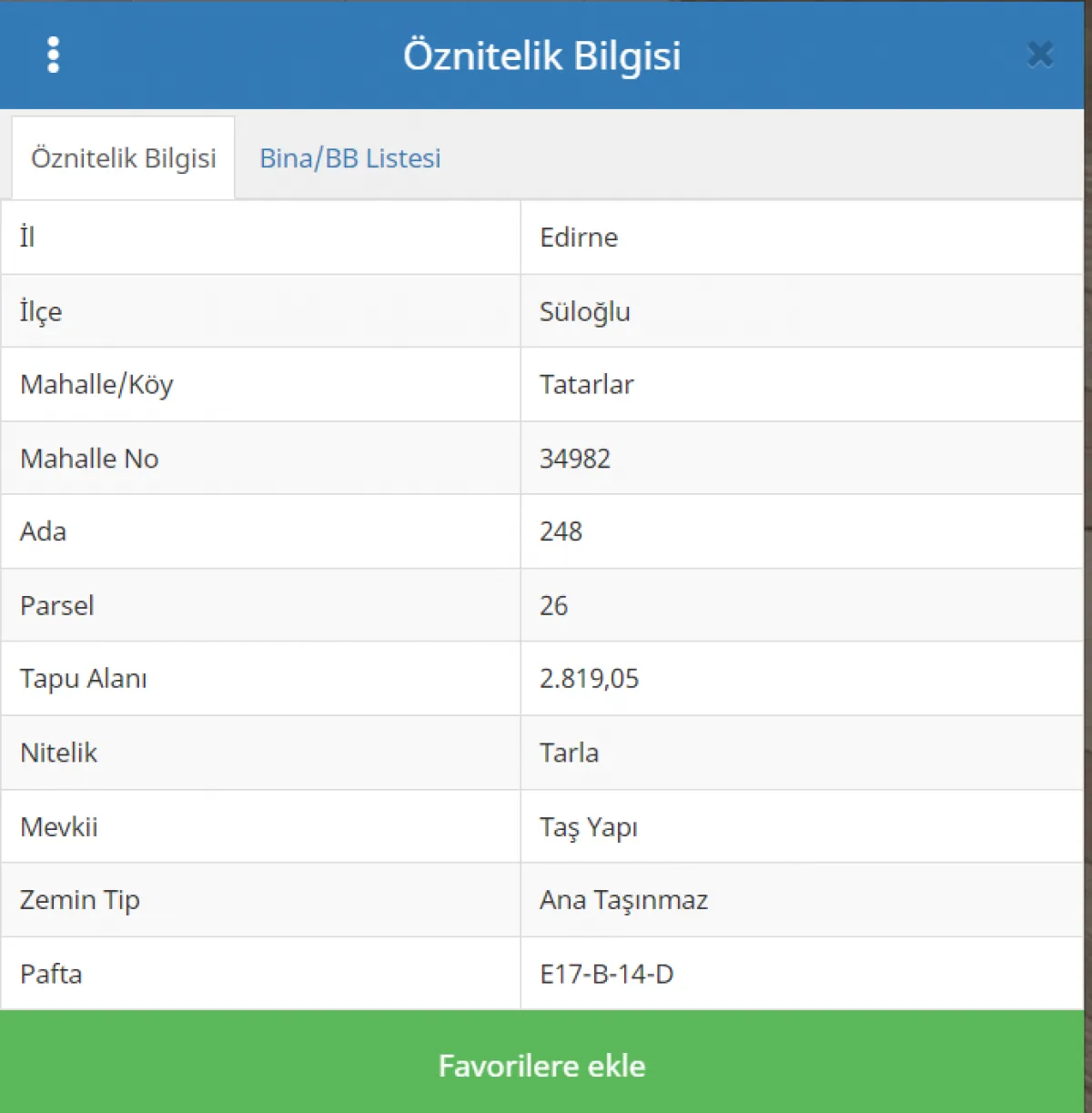 Edirne Süloğlu Tatarlar'da Meraya Cephe Tek Tapu Satılık Tarla
