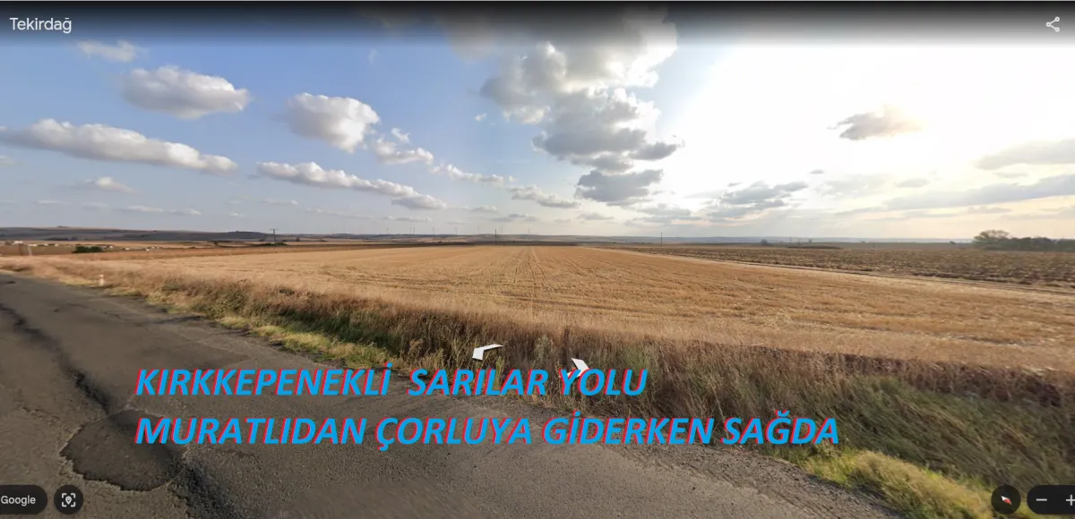 Asfalta cephe Çorlu Muratlı Arası 15.700 m2  Satılık Tarla Acill