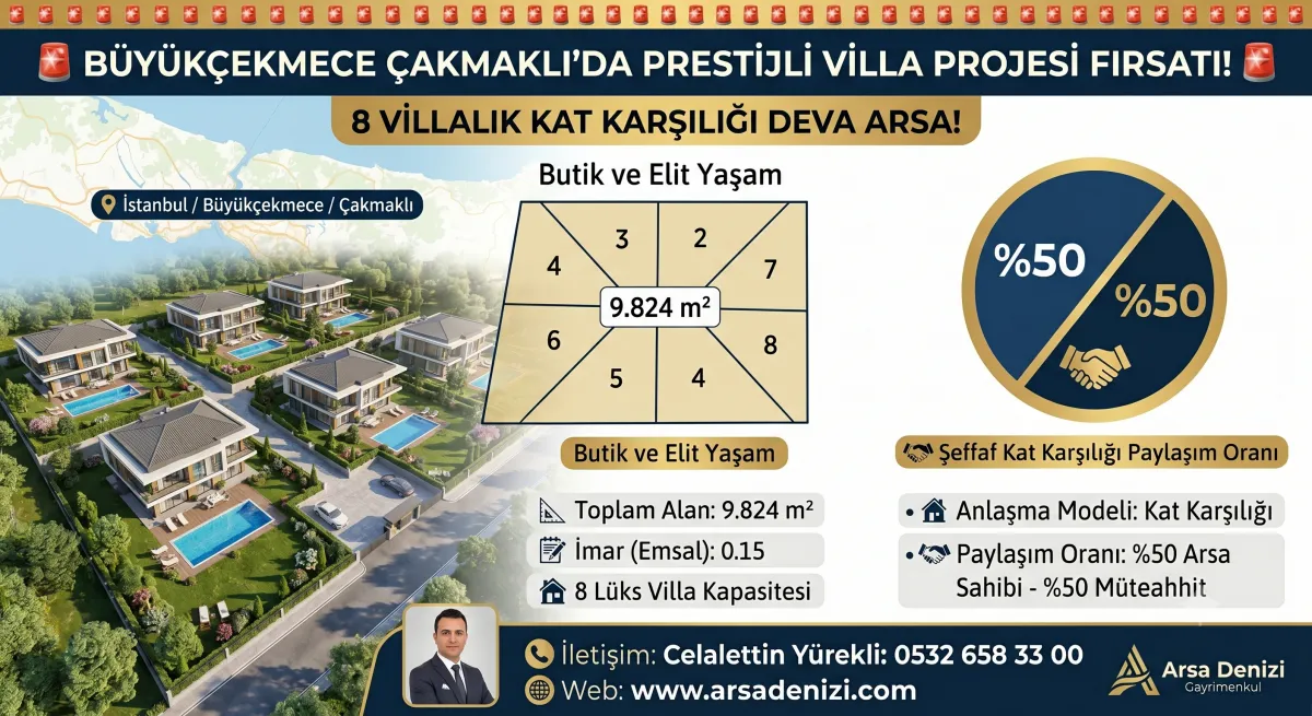 B&uuml;y&uuml;k&ccedil;ekmecede % 50 Oranla 8 Villalık Kat Karşılıgı Arsa