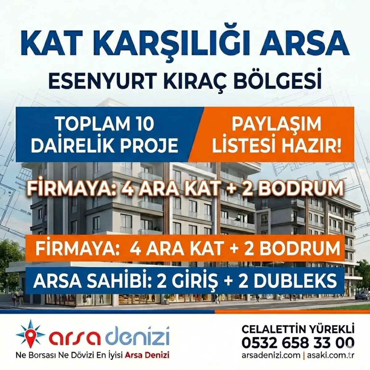 ESENYURT KIRA&Ccedil;'TA | 10 DAİRELİK | KAT KARŞILIĞI ARSA |