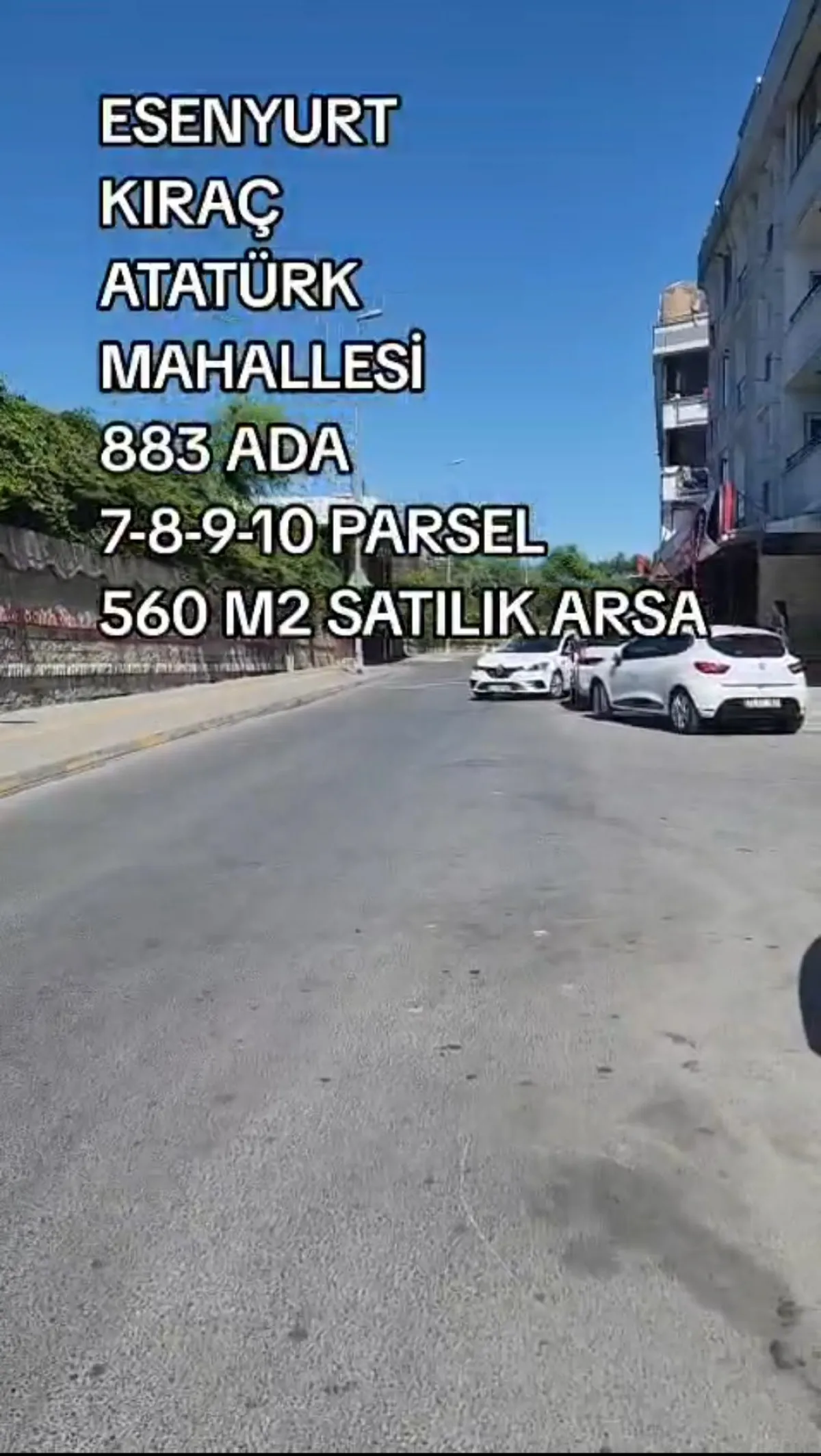 Esenyurt Kıra&ccedil; Necmettin Erbakan Parkının Karşısında Satılık Arsa