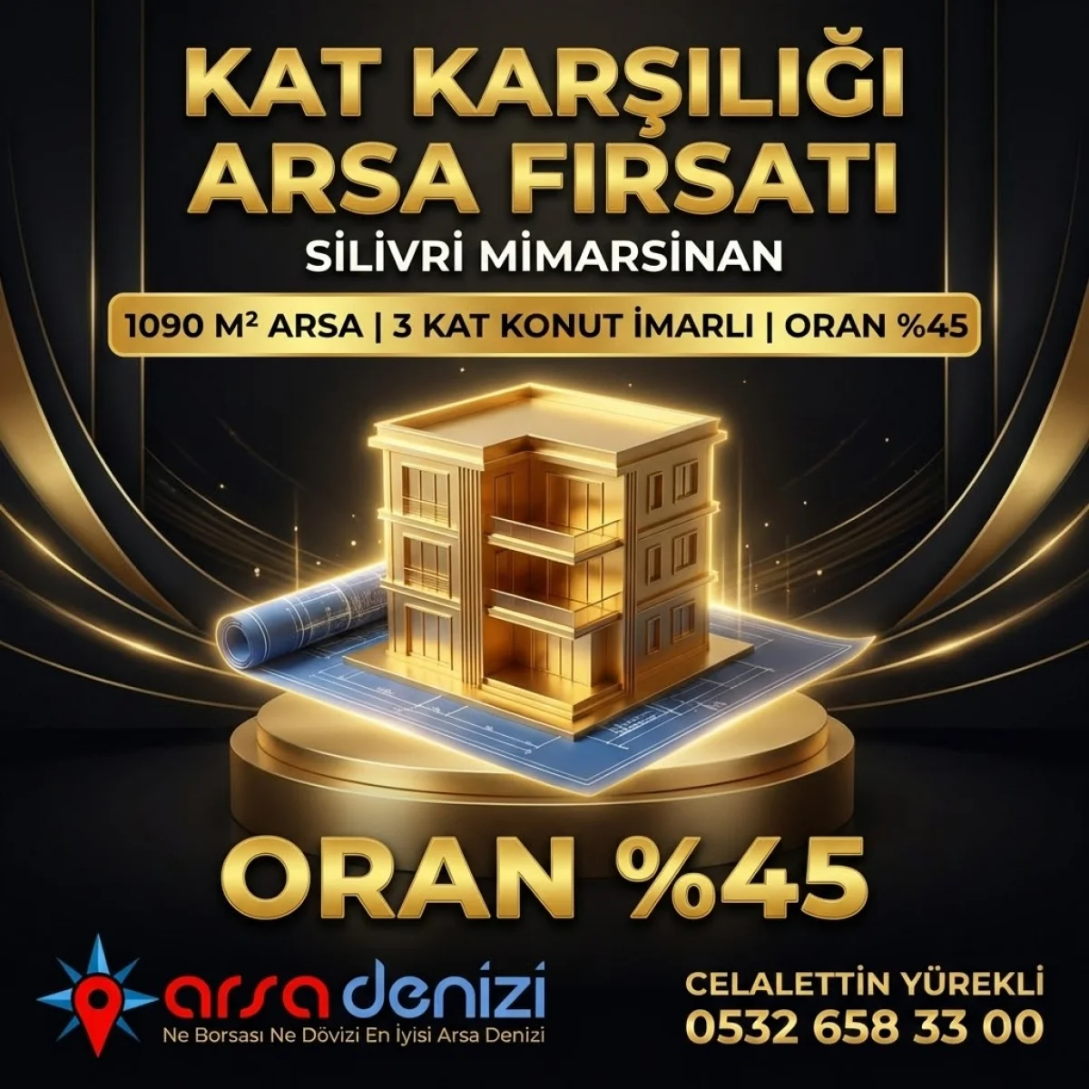 SİLİVRİ MİMARSİNAN'DA | 1090 M&sup2; | %45 ORANLA | HEMEN BAŞLANACAK