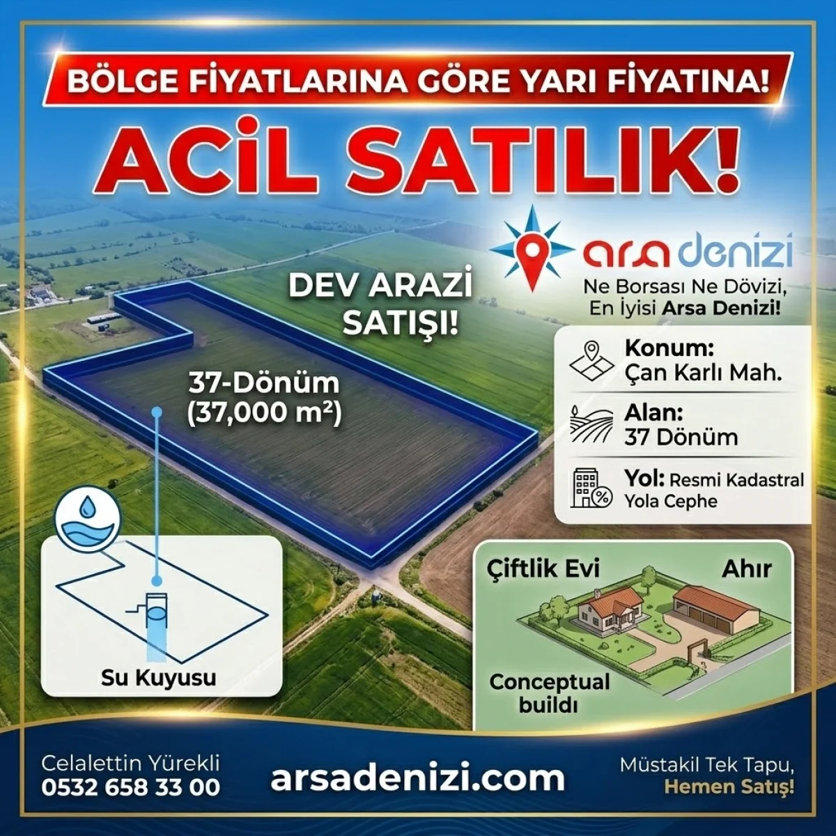 🚨 &Ccedil;ANAKKALE &Ccedil;AN'DA ACİL SATILIK DEV FIRSAT SATILIK TARLA