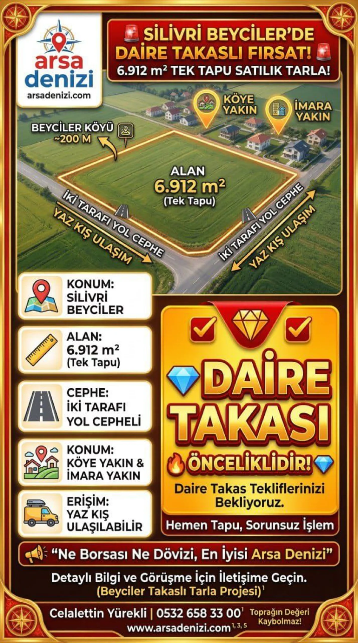 Daire Takasına A&ccedil;ık Tarla