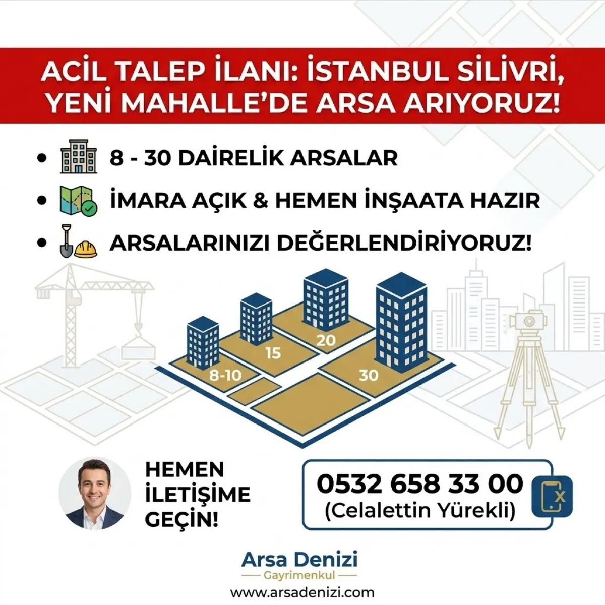 ACİL TALEP İLANI: SİLİVRİ YENİ MAHALLE'DE ARSA ARIYORUZ!