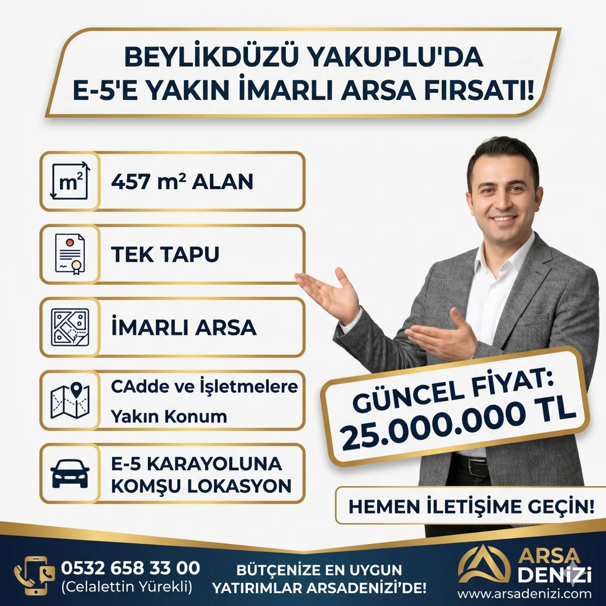 BEYLİKD&Uuml;Z&Uuml; YAKUPLU'DA E-5'E YAKIN, İMARLI TEK TAPU ARSA FIRSATI