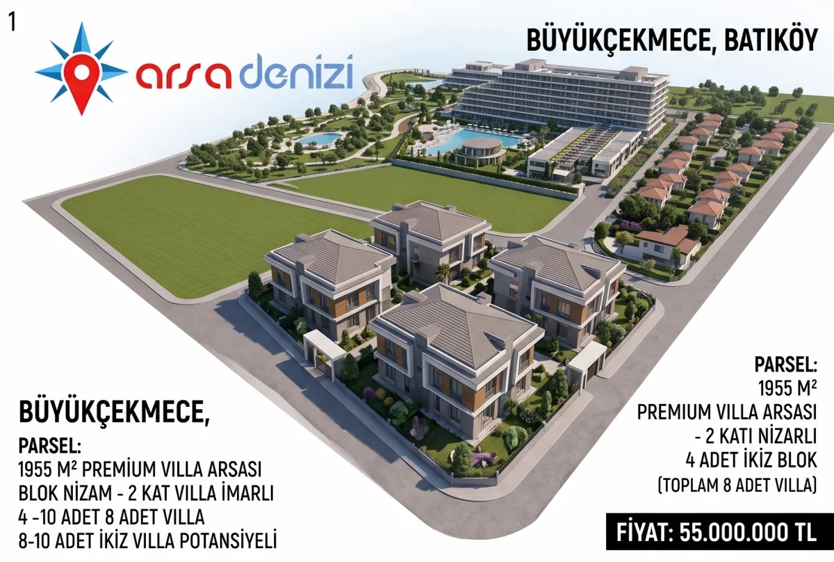 B&uuml;y&uuml;k&ccedil;ekmece Batık&ouml;y'de Denize Yakın, Dia Mare Komşusu 1955 m2