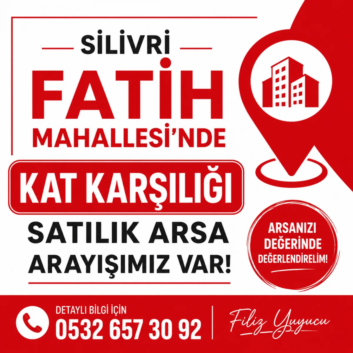 SİLİVRİ FATİH MAH. KAT KARŞILIĞI SATILIK ARSA ARAYIŞIMIZ VAR