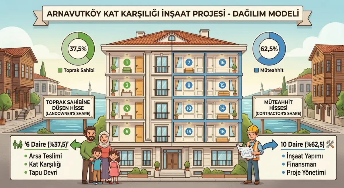 Arnavutk&ouml;y'de 16 Dairelik y&uuml;zde 38 Oranla Kat Karşılığı Arsa