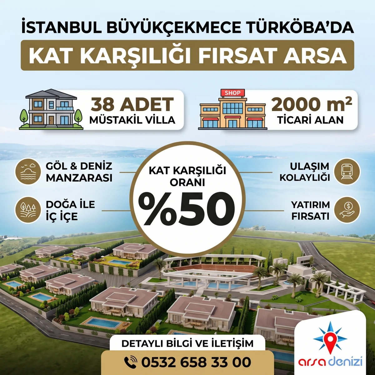İstanbul B&uuml;y&uuml;k&ccedil;ekmece T&uuml;rkoba'da Benzersiz Kat Karşılığı Arsa