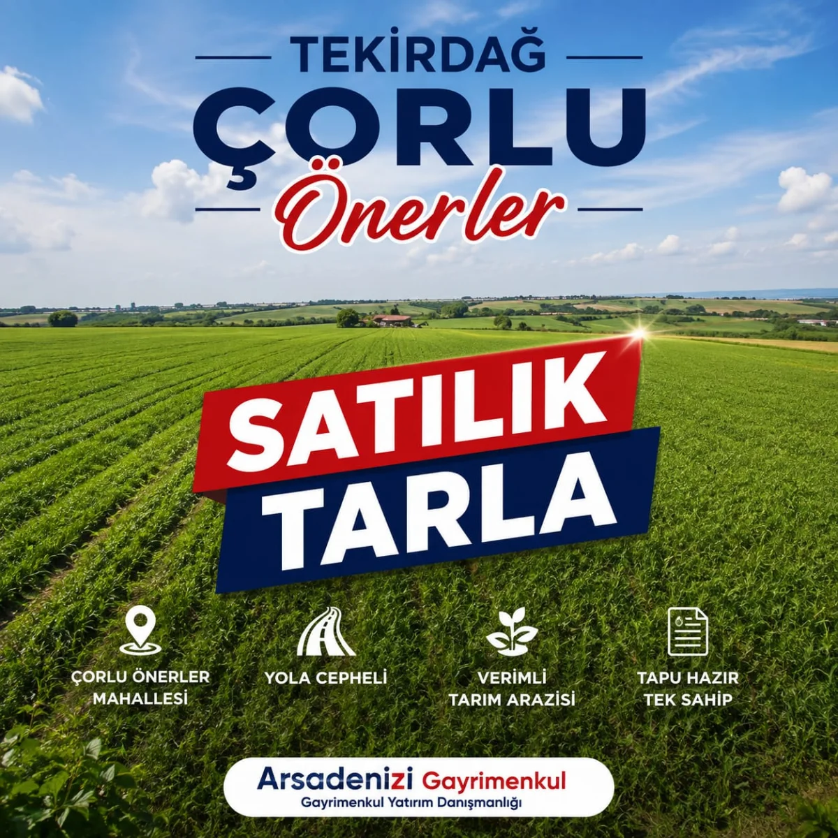 🌿 TEKİRDAĞ &Ccedil;ORLU &Ouml;NERLER&rsquo;DE SATILIK TARLA