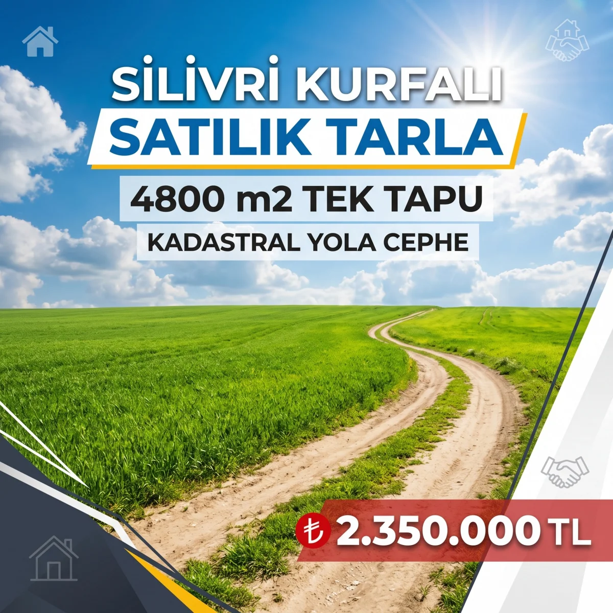 Silivri Kurfalı&rsquo;da Kadastral Yola Cephe, 4800 m&sup2; Tek Tapu Satılık